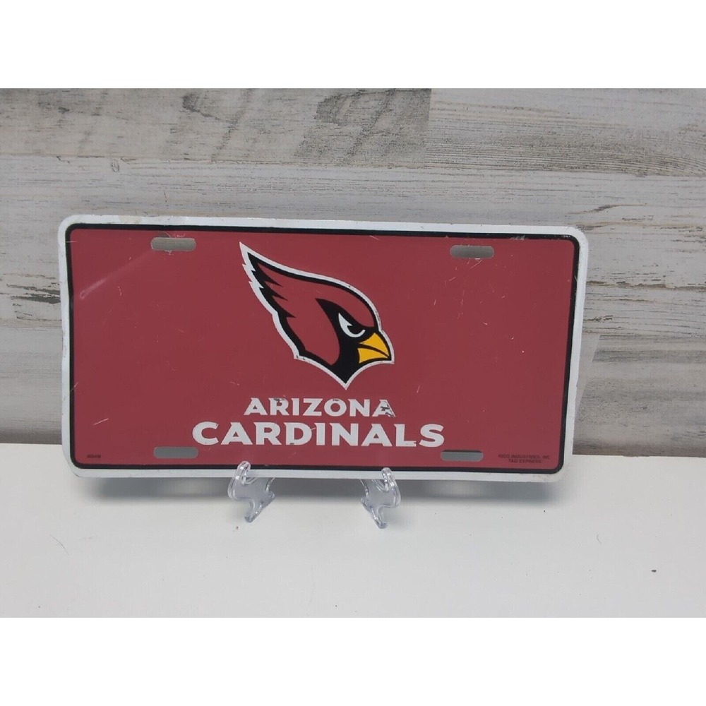 Arizona Cardinals NFL Metal License Plate Rico Industries Red White Logo Tag